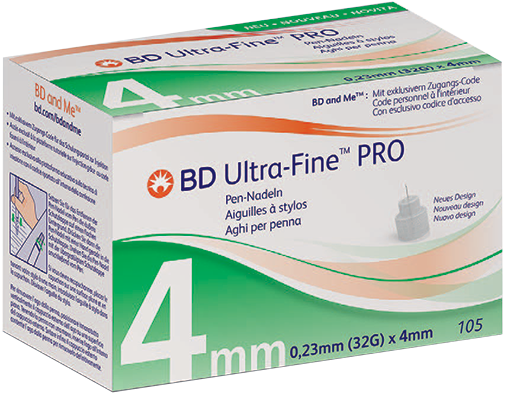 BD Ultra-Fine Pro 32G 4mm 105 Stück BD Ultra-Fine Pro 32G 4mm 105 Stück