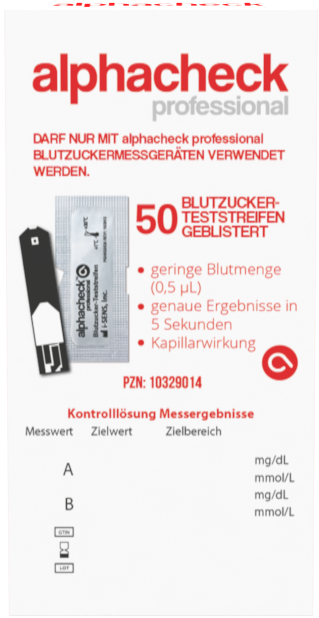 alphacheck professional geblistert Blutzucker-TS 50 Stück alphacheck professional geblistert Blutzucker-TS 50 Stück