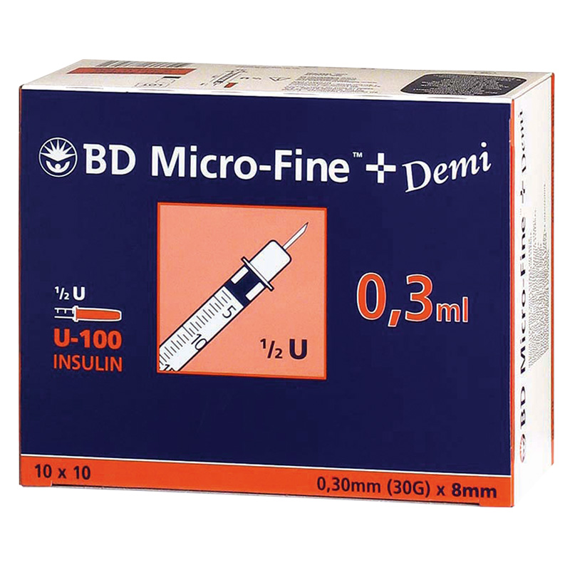 BD Micro-Fine+ U100 0,3ml 8mm 100 Stück BD Micro-Fine+ U100 0,3ml 8mm 100 Stück