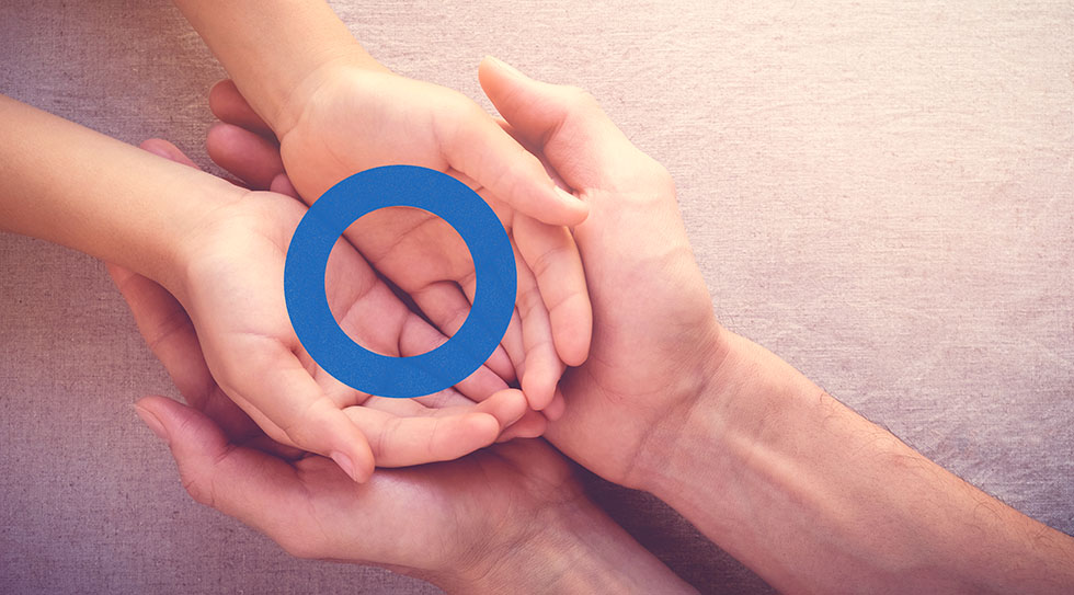 Ein kleiner blauer Kreis - Symbol für Einigkeit im Kampf gegen Diabetes